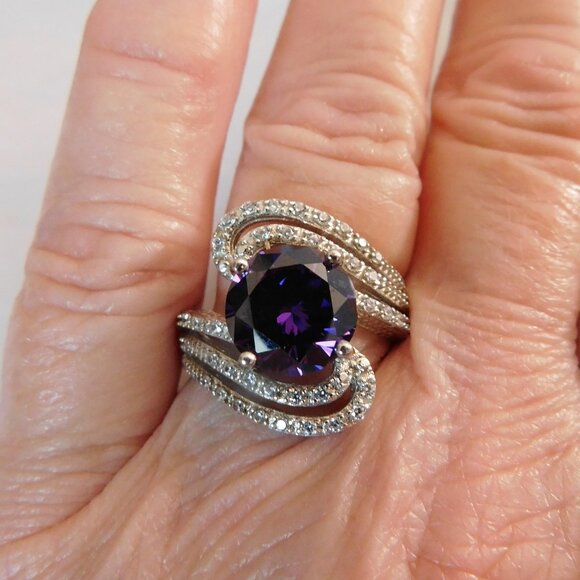 Ladies Genuine Amethyst 5.22 ctw & White Sapphire .925 Sterling Silver Ring - Picture 6 of 6
